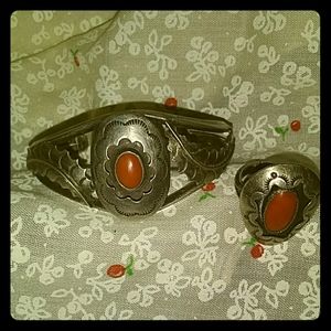 Vintage set of Sterling Silver Bracelet and Ring.